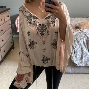Embroidered Free People Top